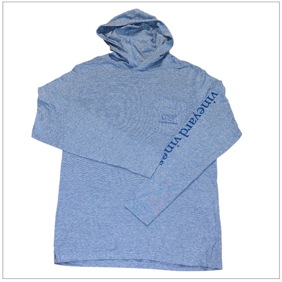 Vineyard Vines Edgartown Hoodie T-Shirt Mens Small Blue Long Sleeve Whale Logo - Picture 2 of 6